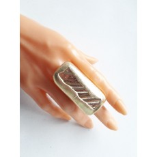 Long Gold Ring, Statement, Rectangle Gold Ring, Big Ring, Pattern, Brutalist, Rough Contemporary, 